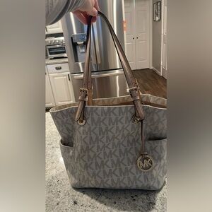 Michael Kors Beige and Brown Logo Tote